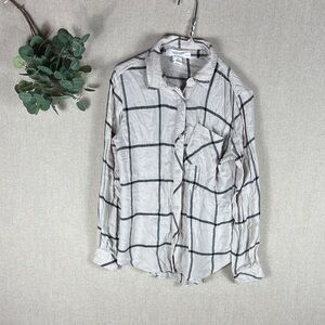 Workshop Republic Clothing > Cream Plaid Button-Up Shirt Small